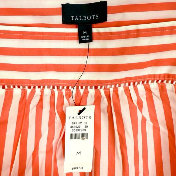 Talbots Sailboat Stripe Scalloped Square Neck Top - Picture 5 of 7